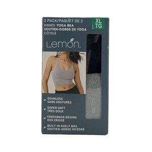 Lemon Seamless Yoga Bra | 2 Pack | Ribbed | Black & Grey | XLarge *New